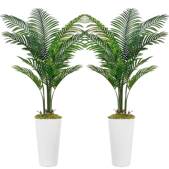 OLIVIVI Faux Palm Tree 5FT Tall Artificial Silk Plant for Home Office Decor Indoor Outdoor Fake Lifelike Potted Tree with Pots 2 pack