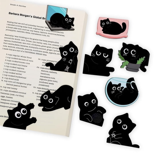 Marcapáginas magnéticos Prudiut, 10 piezas, gato negro, regalo lindo
