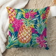 thumbnail image 2 of Summer Pineapple Pillow Cover 18x18 Inch - Tropical Floral and Fruit Design on Navy Background, Vibrant Decorative Cushion Case for Home Decor, 2 of 6