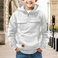 thumbnail image 2 of EnJoCho Boys Flece Half Zip Hoodie Hooded Sweatshirt with Multi Pocket Solid Color Pullover Warm Kids Outerwear for Fall Winter Comfortable, 2 of 7