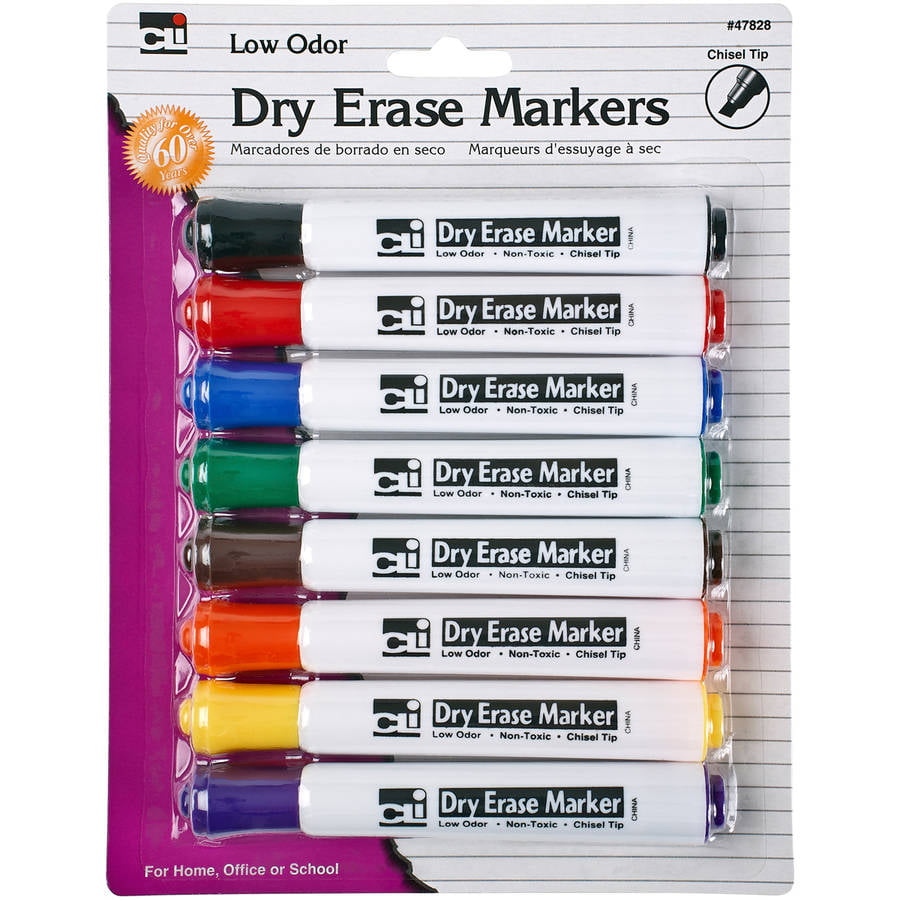 Dry Erase Chisel Tip Markers 8/Pkg-Assorted - Walmart.com - Walmart.com