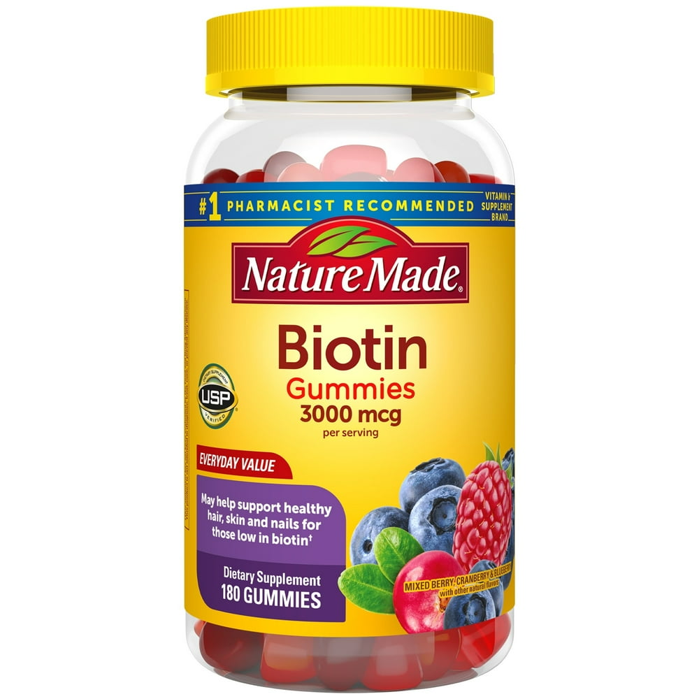 Nature Made Biotin 3000 mcg Gummies, 180 Count Everyday Value for