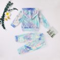 thumbnail image 4 of Xudanell Baby Winter Clothes Tie-Dye Hooded Sweatshirt Essentials Sweatpants Outfits Breathable Linen Pants Set 6-12 Months Blue, 4 of 5