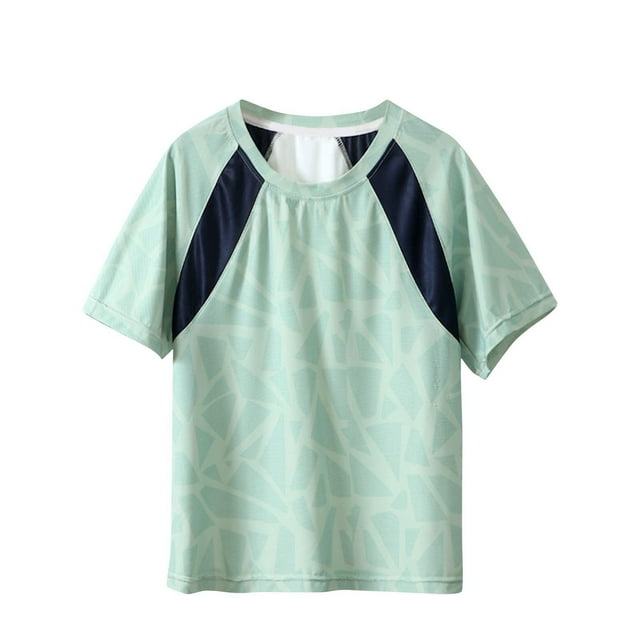 Zpanxa T-Shirts pour Filles Couleur Unie Respirant Manches Courtes Col Rond Haut de Sport Polyester 14 Ans