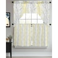 thumbnail image 3 of Yellow Gray Kitchen Curtain and Valance Set 3 Pieces, Rod Pocket Short Tier Curtains 24 Inch Length, Pastoral Botanical Branch Aesthetics Swag Topper Small Window Treatment for Cafe Bathroom Bedroom, 3 of 6