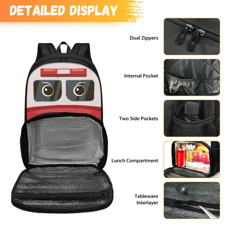 SEANATIVE Fire Truck Backpack for Boys Kids Cartoon Elementary School Bag 2nd Grade Children 2 in 1 Book Bags with Lunch Compartment Walmart
