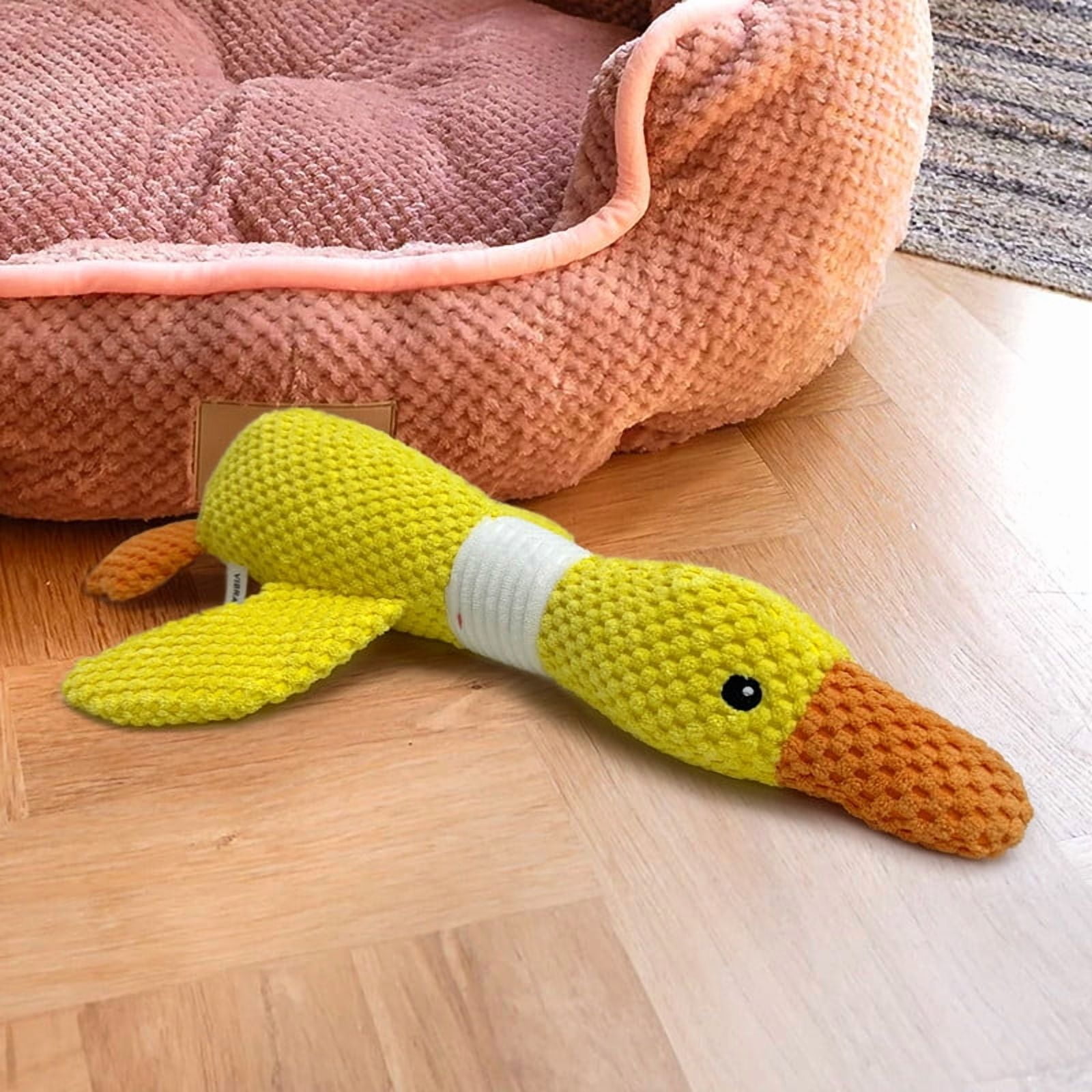 Vibrant Life Yellow Duck Plush Dog Toy with Squeaker, Chew Level 4