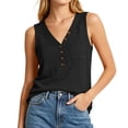 thumbnail image 2 of SwiftWear Women's V Neck Tank Top Loose Fit Button Down Casual Sleeveless Blouse Henley Shirts with Pocket Summer Fashion Solid Top, 2 of 5