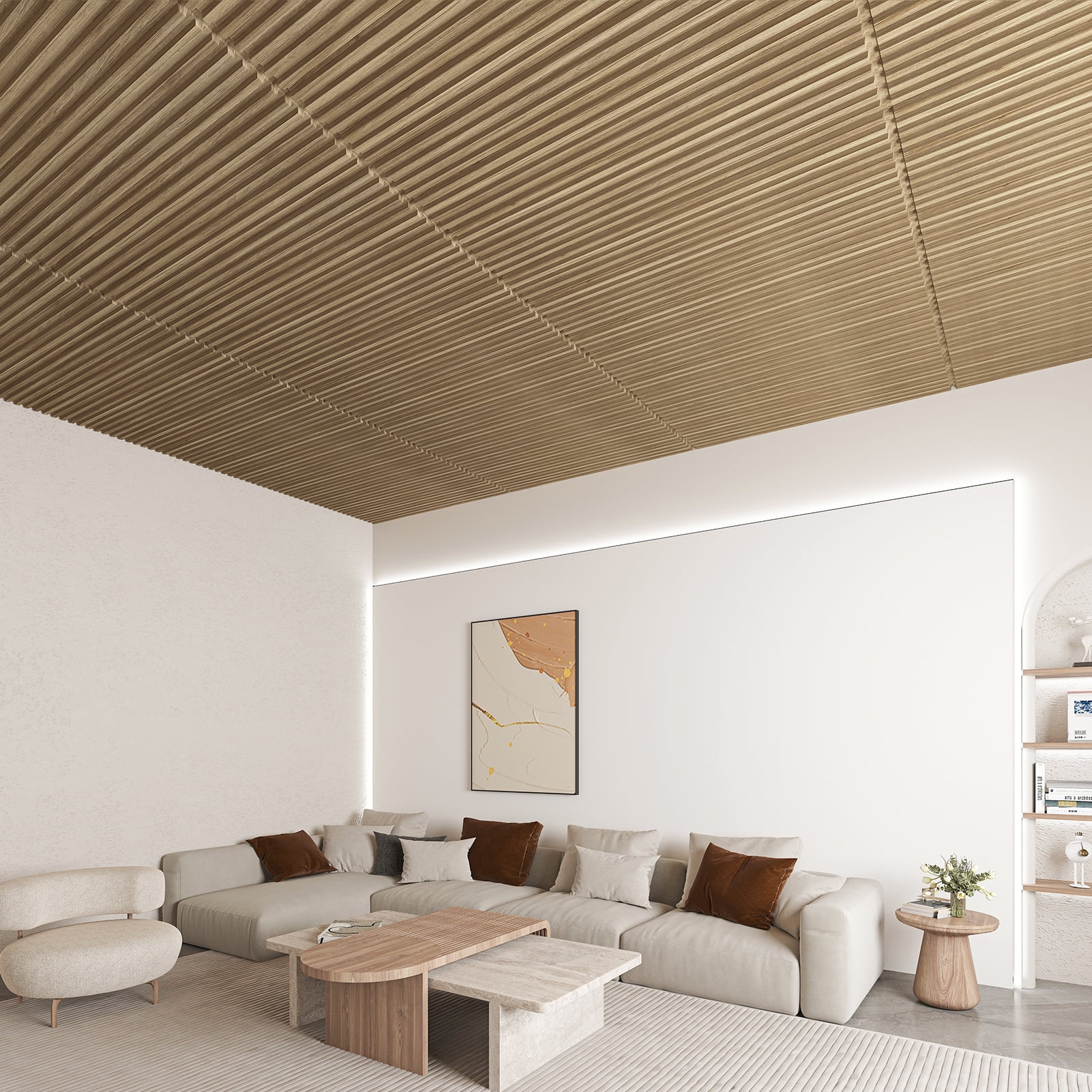 Art3d 24" x 48" Walnut PVC Drop Ceiling Tile 96 sq ft Coverage Area 12 Count
