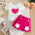 thumbnail image 2 of kpoplk Toddler Baby Girl Summer Clothes 3 6 9 12 18 24 Months Cotton Outfits Short Sleeve Contrast T-Shirts Tops Shorts Sets(Hot Pink,12-18 M), 2 of 6