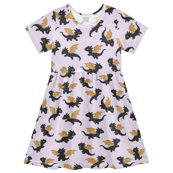 joogoo Fantasy Dragon Girls' Short Sleeve Dress Kids Dresses 4T