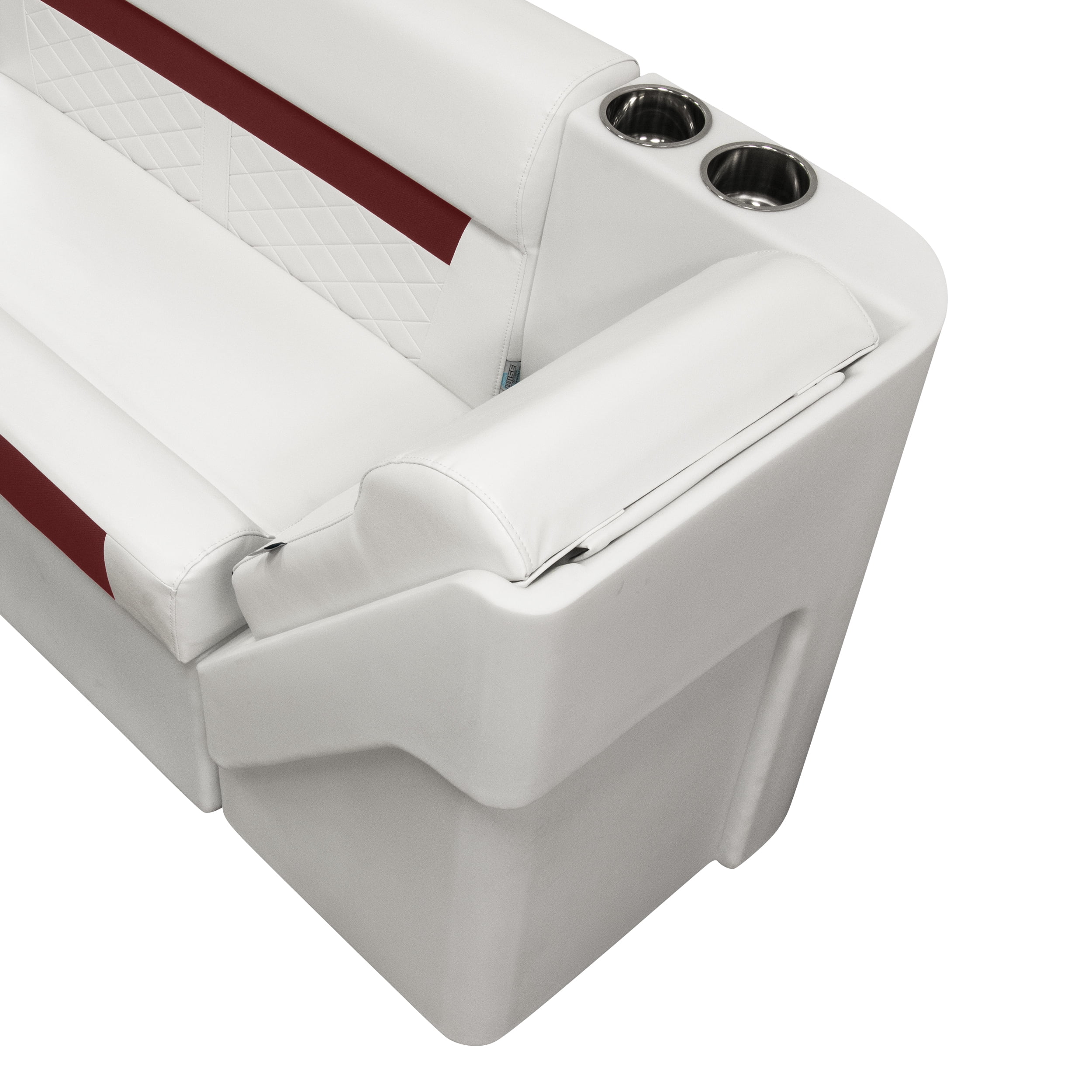 Wise DLX1305L-1906 DLX Series Pontoon Left Radius Lean Back Recliner - White / Crimson Red