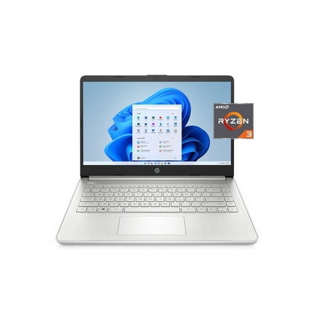 HP 14  Screen FHD Laptop Computer  AMD Ryzen 3-3250  4GB RAM  128GB SSD  Silver  Windows 11 (S mode)  14-fq0110wm