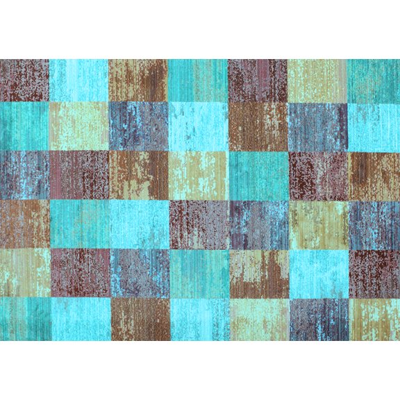 Ahgly Company Indoor Rectangle Patchwork Light Blue Transitional Area Rugs, 5' x 7'
