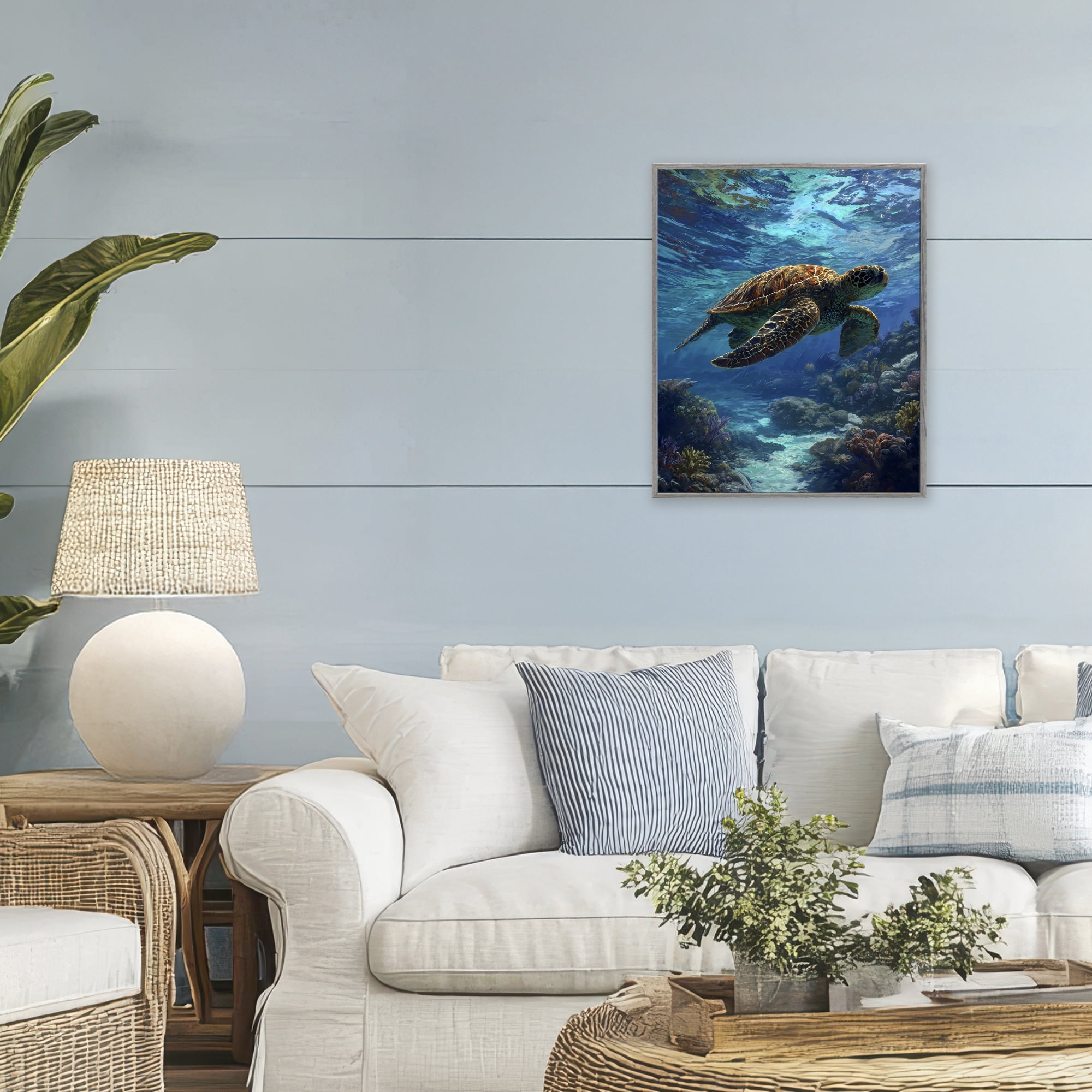 Stupell Industries Oceanic Adventurer Tortoise Gray Framed Giclee Art, design by Franklyn Gregory