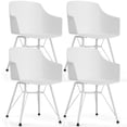 thumbnail image 1 of Gymax 4PCS Modern Dining Chair Plastic Arm Chair Home Office w/ Metal Legs White, 1 of 9