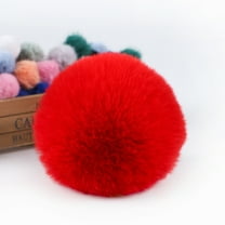 XmhyTop-A 10 Pcs Faux Fur Pom Pom Fluffy Balls,with Tiny Cord for Hat Shoes Hair Pins Earrings Necklace Accessories,3.9inch,Red