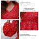 thumbnail image 5 of Imprimir V cuello Wrap Top linterna manga larga volante dobladillo mujeres impresión Floral Wrap blusa para mujer pequeño ramo de flores sobre fondo rojo M, 5 of 6