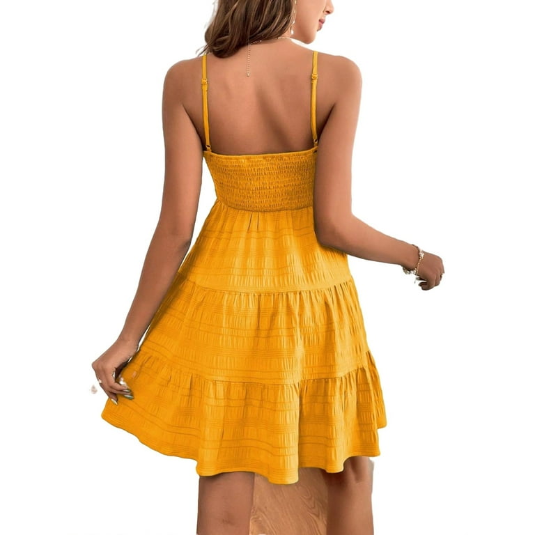 Mustard yellow spaghetti strap dress discount