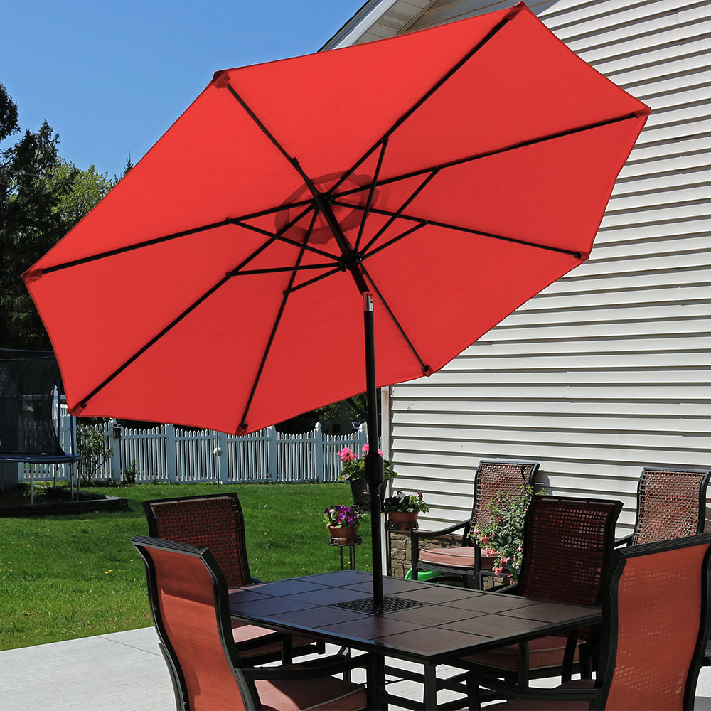 Sunnydaze Burnt Orange Aluminum 9foot Patio Market Umbrella with Tilt and Crank