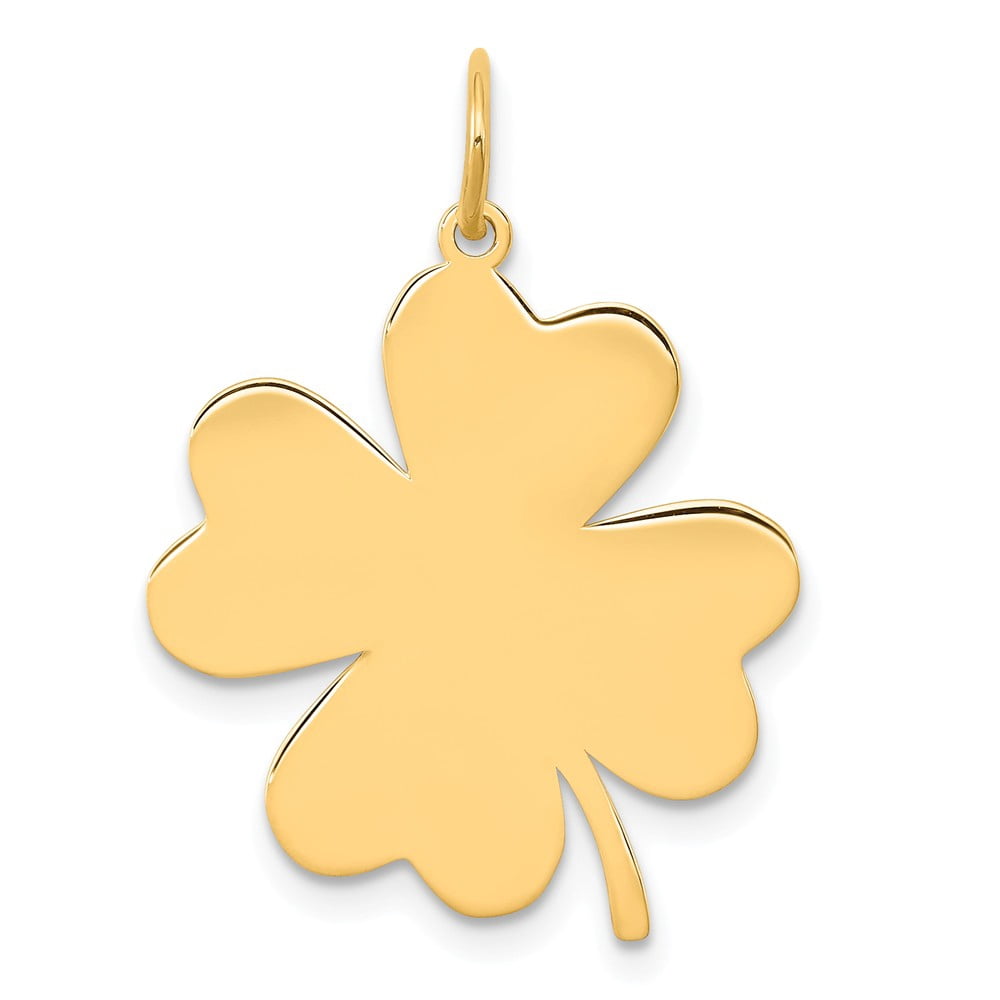 FB Jewels 14K Yellow Gold Plain .018 Gauge Engravable Clover Disc Charm ...