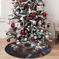 thumbnail image 4 of KLL 36" Christmas Tree Skirt Vintage Blue Floral Wolf Xmas Tree Skirts Mat for New Year Xmas Holiday Party Indoor Outdoor Home Decoration, 4 of 5