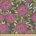 thumbnail image 2 of Floral Fabric by the Yard, Detailed Silhouettes of Roses and Leaves, Upholstery Fabric for Dining Chairs Home Decor Accents, Magenta Dark Warm Taupe by Ambesonne, 2 of 5