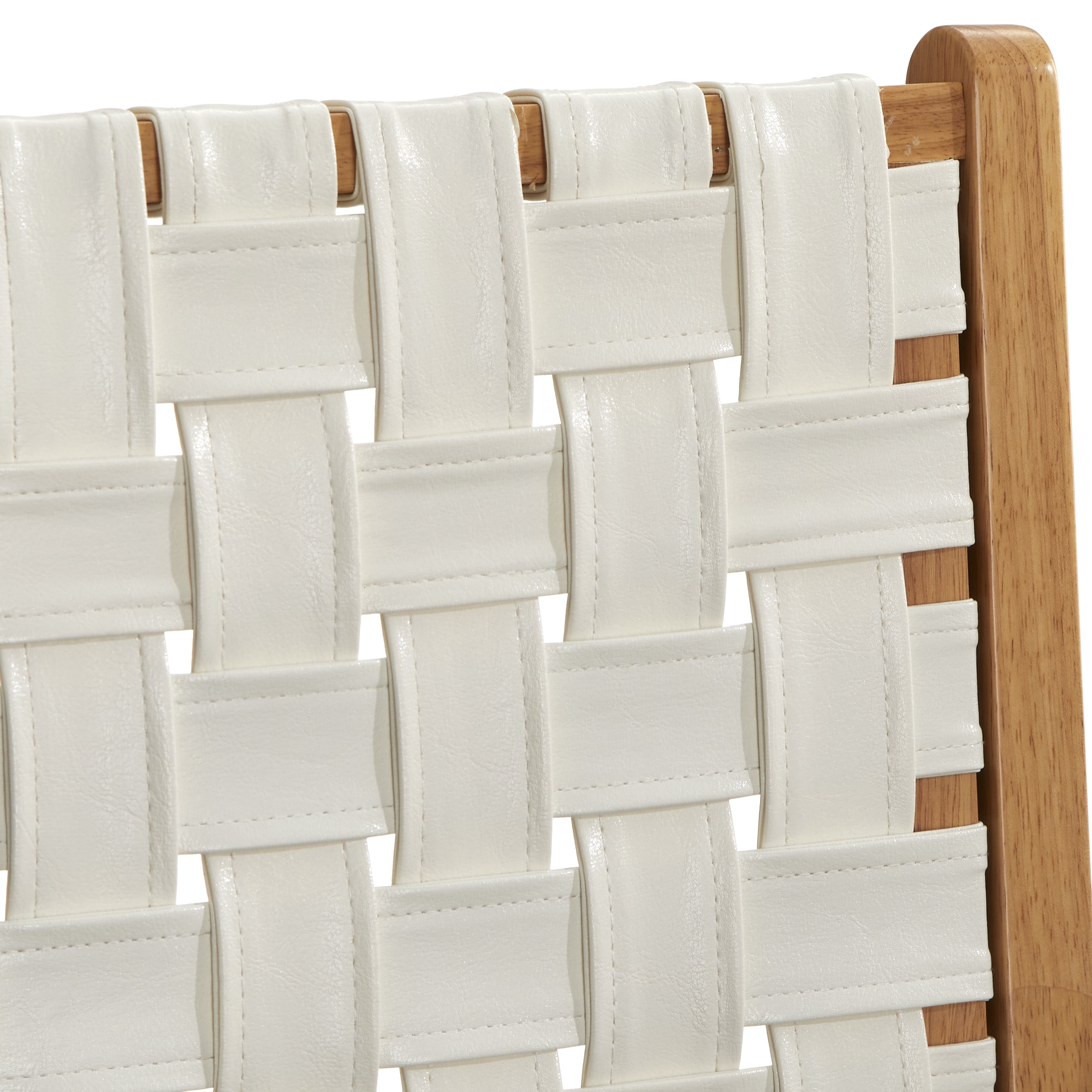 TMS Odin Mid-Century Woven Seat and Back Dining Room Chair with Solid Wood Frame, Set of 2, Light Brown/White