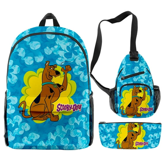 MNHFKGP Scooby Doo 3D print Oxford Cloth Shoulder Backpack Multi Zipper 3 Pieces Sets PackStudent Bag