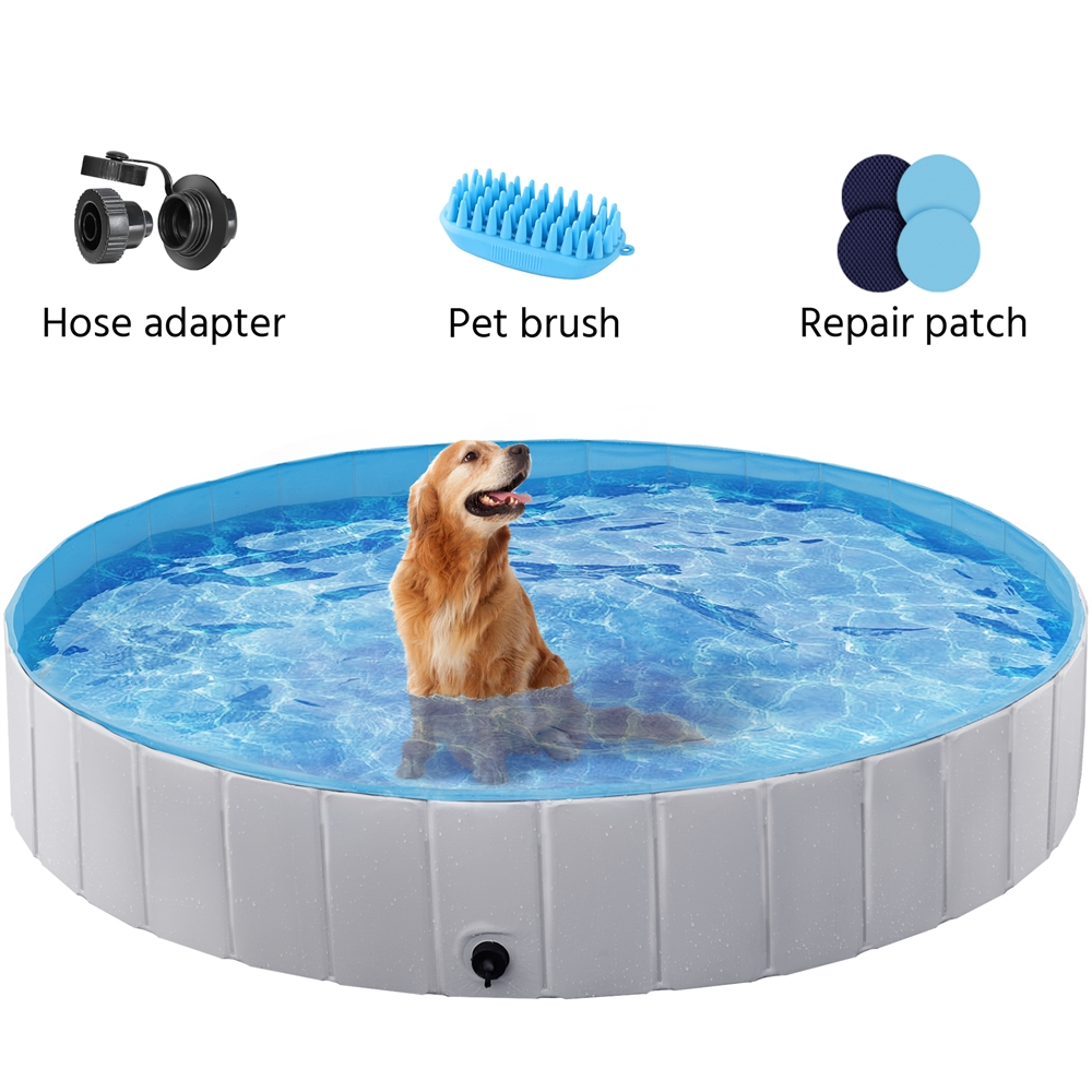Alden Design Foldable Pet Swimming Pool Wash Tub for Cats and Dogs, Gray, XX-Large, 63" - image 5 of 12