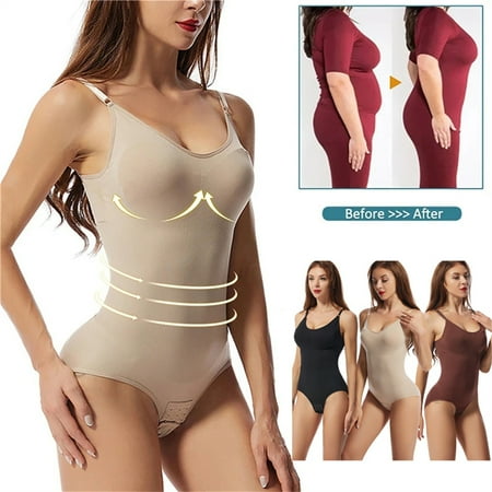 

VOOPET 2Pack Women Trainer Body Shaper Slimming Bodysuits Seamless Tummy Control Shapewear Waist Trainer Jumpsuit (Beige+Coffee)