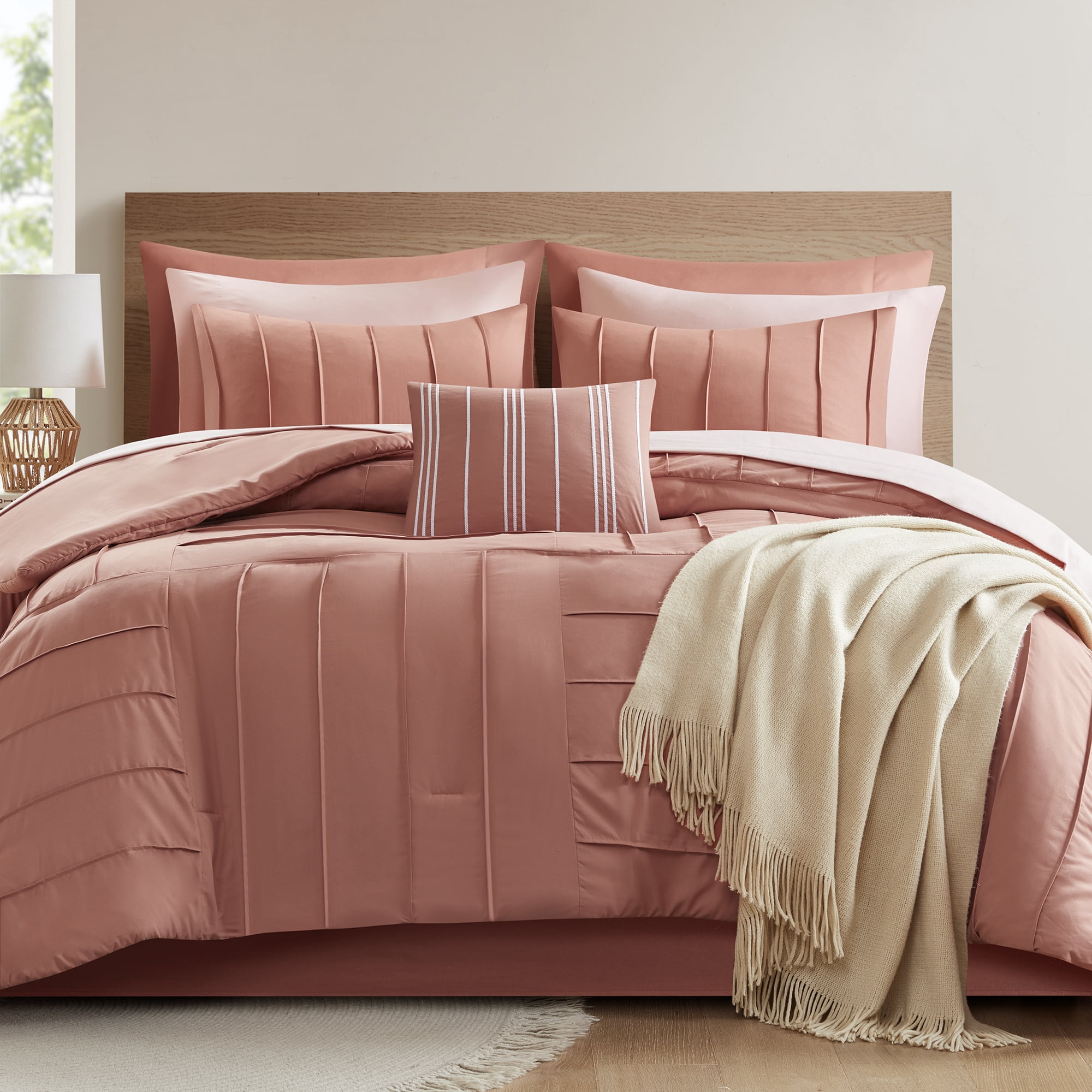 Mainstays All in One Reversible Comforter and Sheet set- 11 Piece, Queen, Terracotta Texture