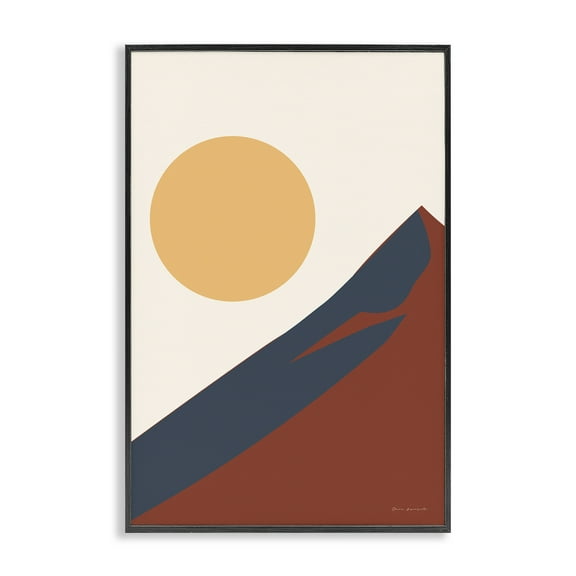 Stupell Industries Boho Mountain Peak & Sun Landscape & Nature Painting Black Framed Art Print Wall Art, 12 x 18