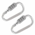 thumbnail image 1 of 2X with Combination Padlock 3 Digits Numbers Padlock Carabiners Silver, 1 of 8
