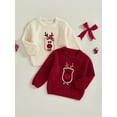 thumbnail image 3 of Rovasas Toddler Girls Boys Sweater Christmas Clothes Deer Embroidery Tops, 3 of 9