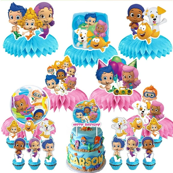 Bubble Guppies Party Decor Supplies Honeycomb Centerpieces Table Toppers Cake Toppers Decorations for Birthday