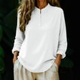 thumbnail image 2 of Pxxlle Plus Size Tops for Women Casual Spring Long Sleeve Shirt Loose Fit Button Up Shirts Solid Color Basic Tees White M, 2 of 7