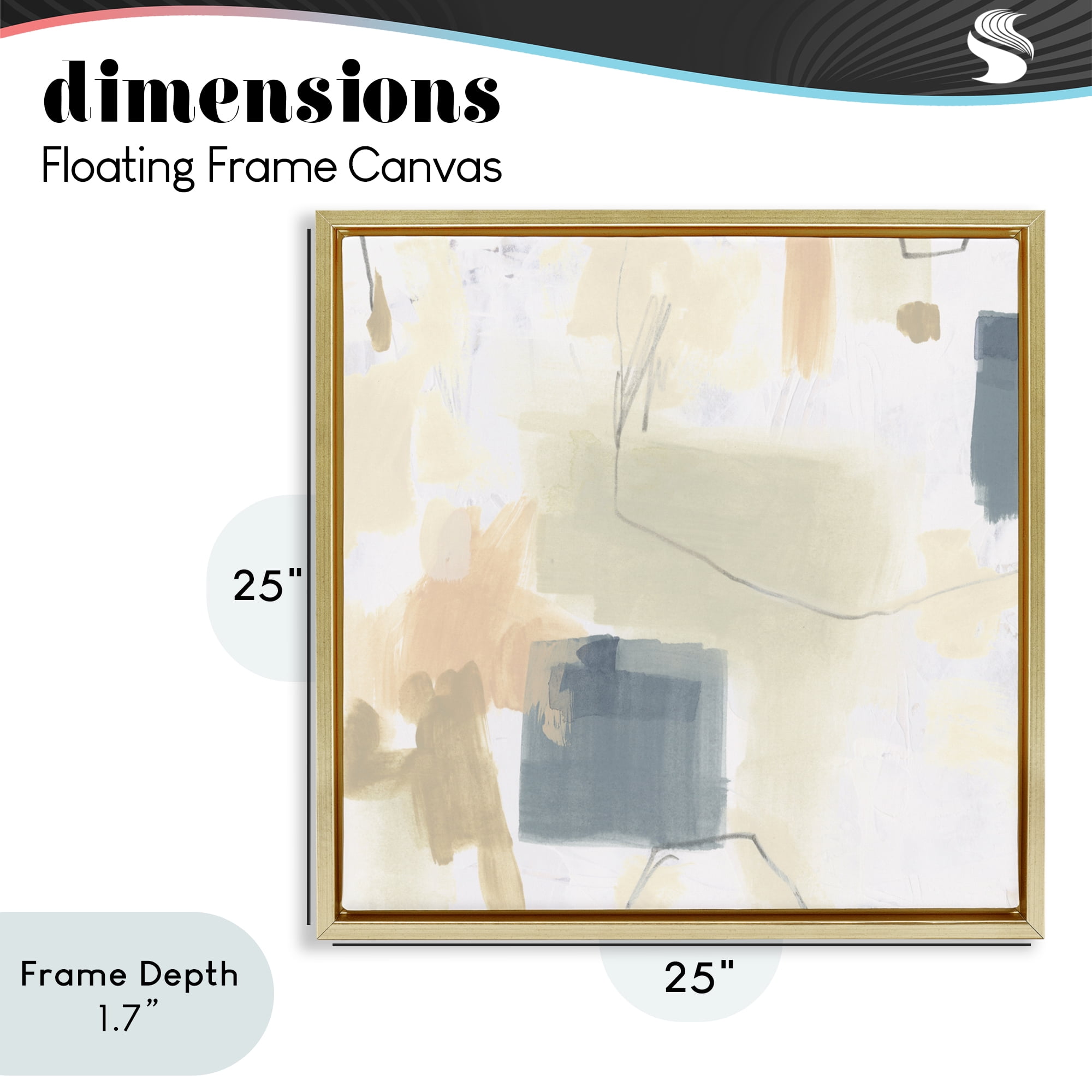 Stupell Industries Minimal Plaster Line Gold Framed Floater Canvas Wall Art, design by June Erica Vess