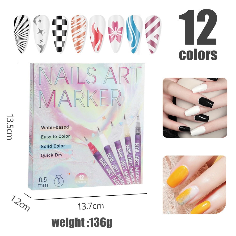 24 Color 0.5mm and 0.7mm Pens 3D Nail Polish Pens Acrylic Paint Pens Nail Markers for Nail Art Drawing Painting, , DIY Nail Art Beauty Adorn Manicure Tools
