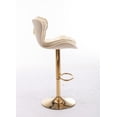 thumbnail image 5 of Set of 2 Cream Velvet Bar Stools - Adjustable Height, Golden Legs, Chrome Footrest. Kitchen & Home Bar Seating. Swivel Design, Comfortable Foam Filled. 17.3" Seat., 5 of 11