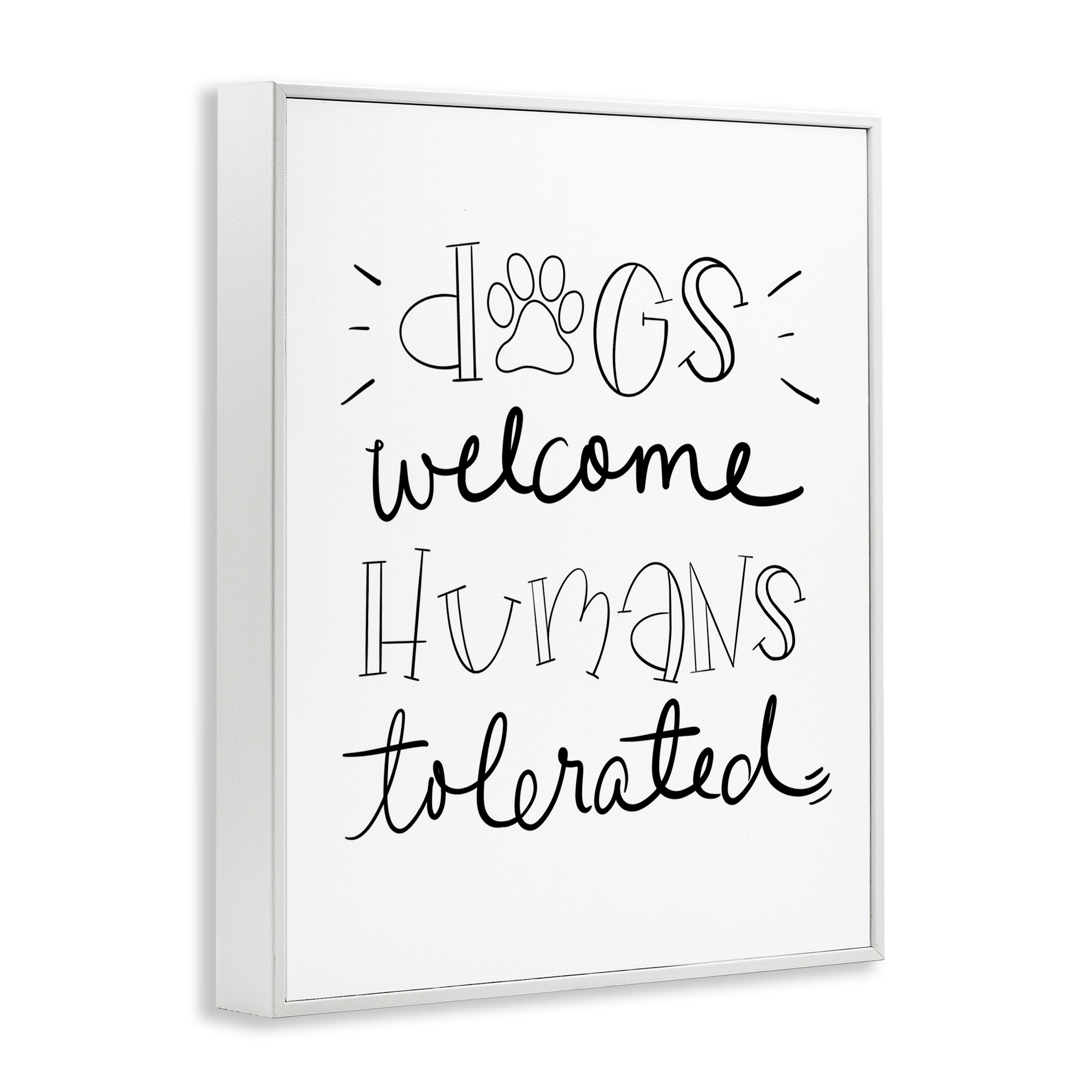 Stupell Industries Dogs Welcome Humans Tolerated Typography Painting White Framed Art Print Wall Art, 16 x 20