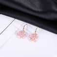 thumbnail image 4 of 3A Cubic Zirconia Cherry Flower Dangle Earrings for Women Girls Retro Charm Blossom Drop Dangling Hook Stud Vintage Elegant Wedding Birthday Jewelry Dainty Present, 4 of 5