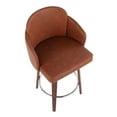 thumbnail image 3 of LumiSource Walnut Wood, Camel PU, Chrome Dahlia Counter Stool - Set of 2, 3 of 8