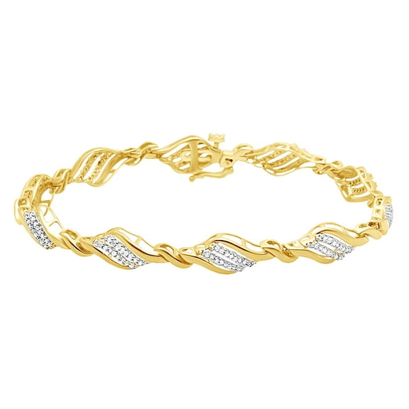 AFFY 0.65 CT Round White Natural Diamond Women's Bracelet In 10k Yellow Gold- 8.5"