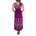 thumbnail image 2 of Peach Couture Womens Tahiti Summer Exotic Boho Casual Maxi Dress (Magenta, S), 2 of 2