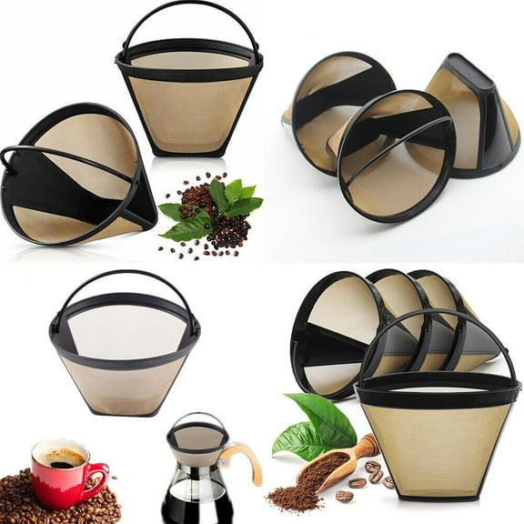 US 2-4 Pack Reusable #4 Cone Style Coffee Filter for Cuisinart, Black & Decker