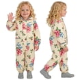 thumbnail image 2 of hengsof Girls Hooded Rain Suit Fashion Print Button Waterproof One Piece with Bib Pants Outdoor Anti Stain Coverall for Kids Ages 1-8, 2 of 6