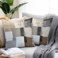thumbnail image 2 of Throw Pillow Covers 24x24 Inch Set of 2, Modern Brown Beige Waterproof Outdoor Pillow Covers, Grey White Color Blocks Decorative Cushion Pillowcases for Couch, Sofa, Bed, Garden, Patio, 2 of 9