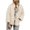 Beige, variant on Women's Pure Color Collar Cotton Jacket Stylish Loose Fit Pockets Long Sleeve Coat Women's Parkas