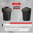 thumbnail image 3 of First Mfg Co - Hornet - Men's Motorcycle Biker Riding Black Leather Vest - 5X Large, 3 of 5